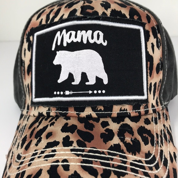 << Mama Bear Leopard and Black Baseball Hat >> - Picture 6 of 6